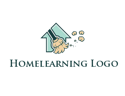 home cleaning logo with a mop sweeping dust