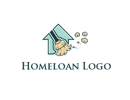 home cleaning logo with a mop sweeping dust