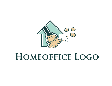 home cleaning logo with a mop sweeping dust