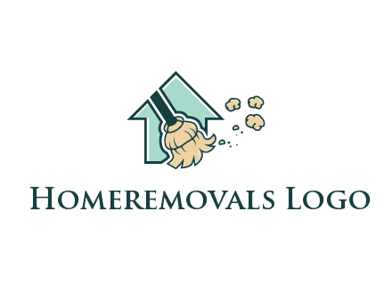 home cleaning logo with a mop sweeping dust