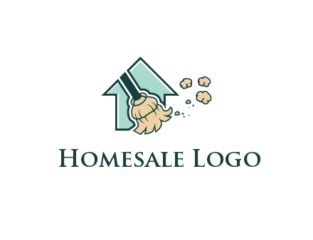 home cleaning logo with a mop sweeping dust