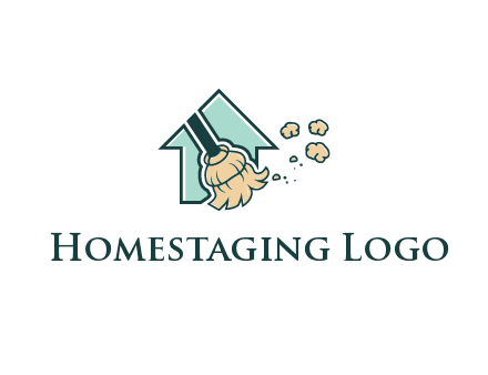 home cleaning logo with a mop sweeping dust