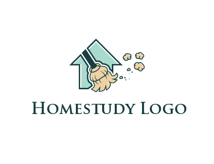 home cleaning logo with a mop sweeping dust