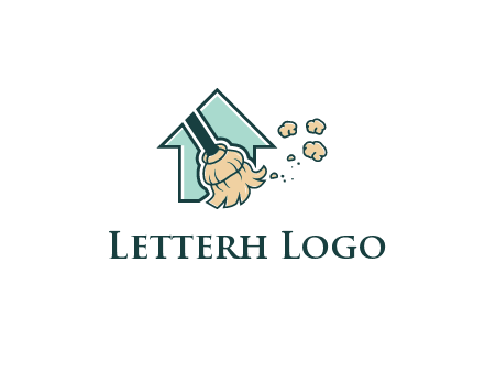 home cleaning logo with a mop sweeping dust