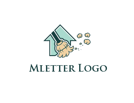 home cleaning logo with a mop sweeping dust