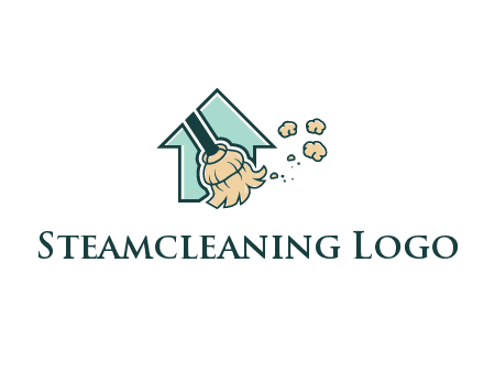 home cleaning logo with a mop sweeping dust