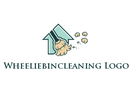 home cleaning logo with a mop sweeping dust