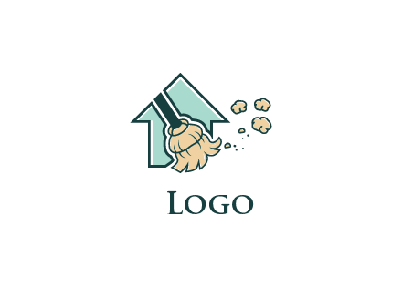 home cleaning logo with a mop sweeping dust