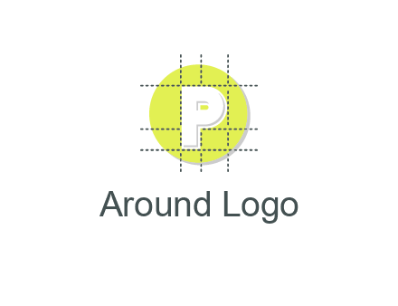 letter P inside a grid on a circular logo