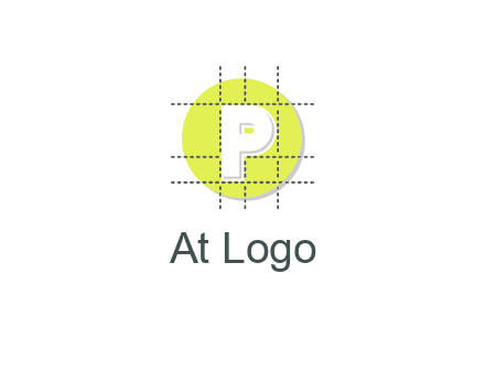 letter P inside a grid on a circular logo
