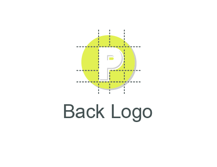 letter P inside a grid on a circular logo