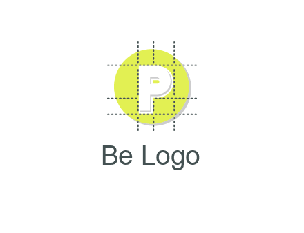 letter P inside a grid on a circular logo