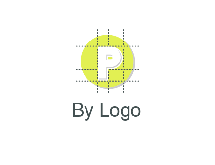 letter P inside a grid on a circular logo