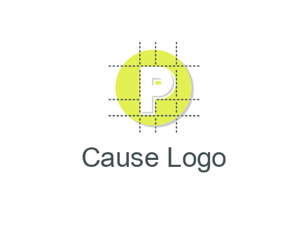 letter P inside a grid on a circular logo