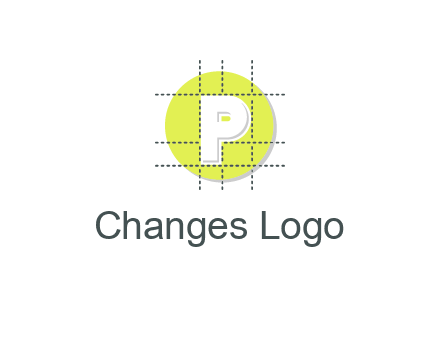letter P inside a grid on a circular logo