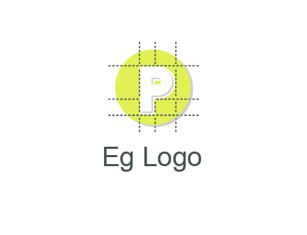 letter P inside a grid on a circular logo
