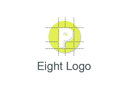 letter P inside a grid on a circular logo