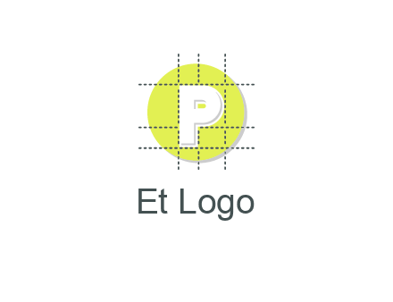 letter P inside a grid on a circular logo