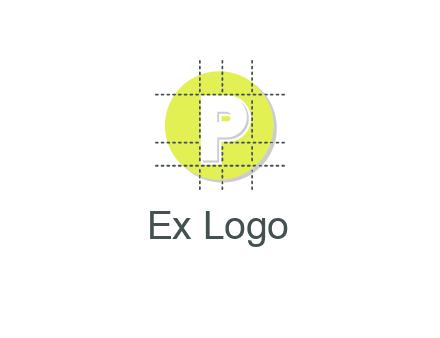 letter P inside a grid on a circular logo