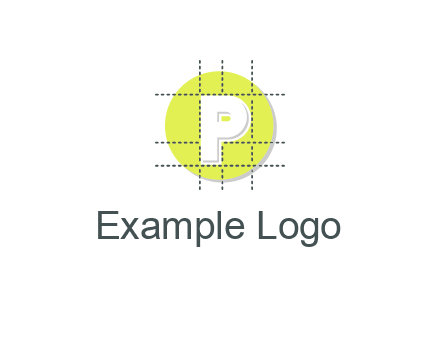 letter P inside a grid on a circular logo