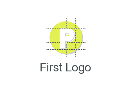 letter P inside a grid on a circular logo