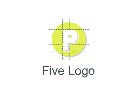 letter P inside a grid on a circular logo