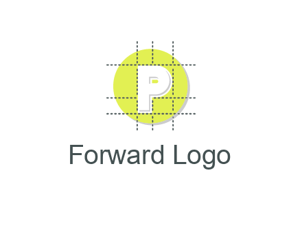 letter P inside a grid on a circular logo