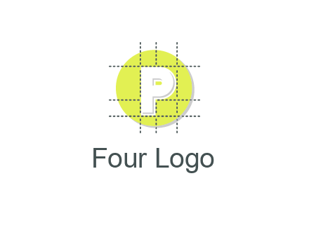 letter P inside a grid on a circular logo