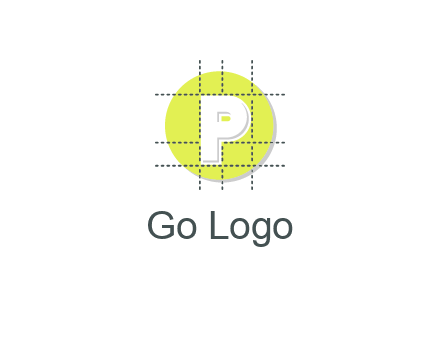 letter P inside a grid on a circular logo