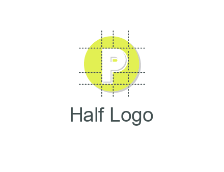 letter P inside a grid on a circular logo