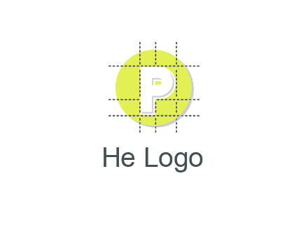 letter P inside a grid on a circular logo