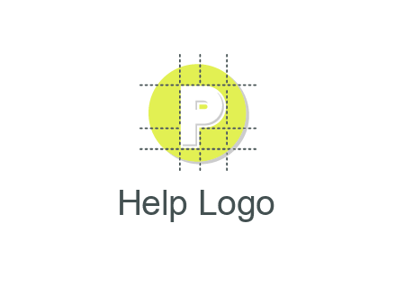 letter P inside a grid on a circular logo
