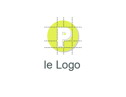 letter P inside a grid on a circular logo