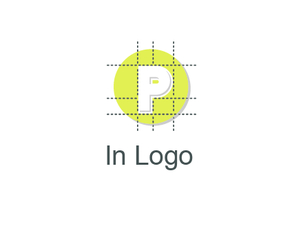 letter P inside a grid on a circular logo
