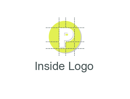 letter P inside a grid on a circular logo