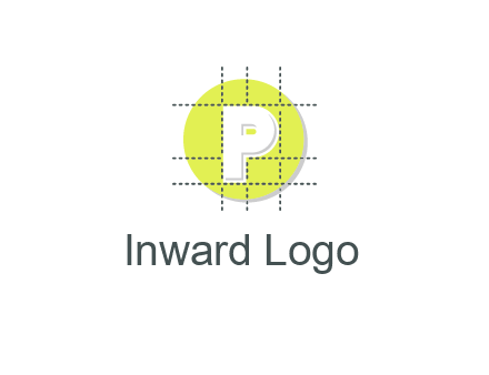 letter P inside a grid on a circular logo
