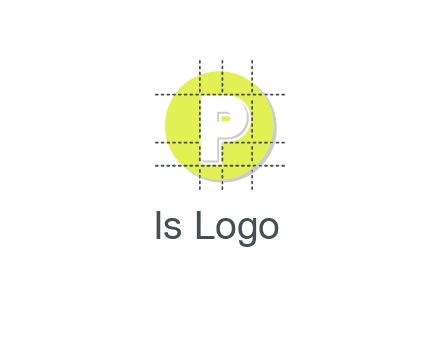 letter P inside a grid on a circular logo