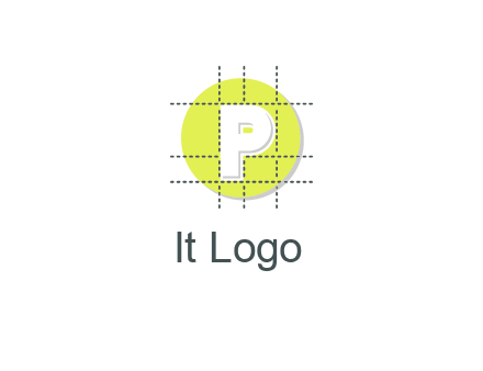 letter P inside a grid on a circular logo