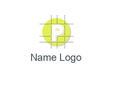 letter P inside a grid on a circular logo