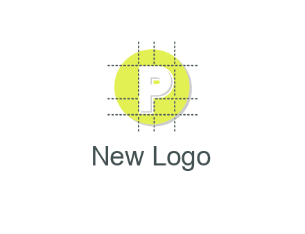 letter P inside a grid on a circular logo