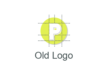 letter P inside a grid on a circular logo