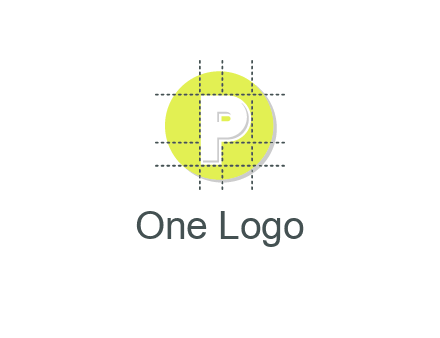 letter P inside a grid on a circular logo