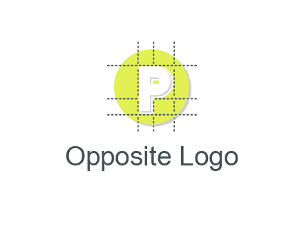 letter P inside a grid on a circular logo