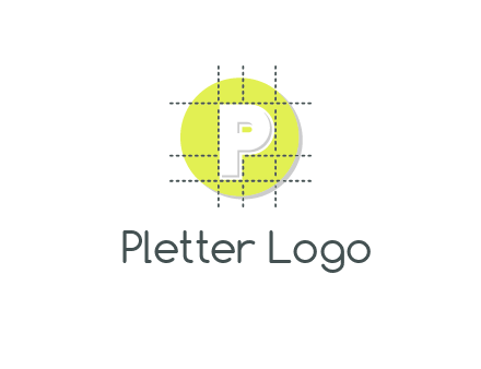 letter P inside a grid on a circular logo