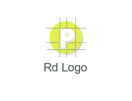 letter P inside a grid on a circular logo
