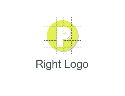 letter P inside a grid on a circular logo