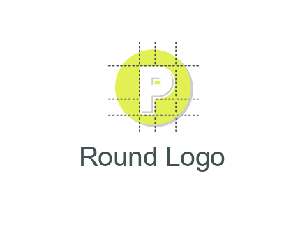 letter P inside a grid on a circular logo