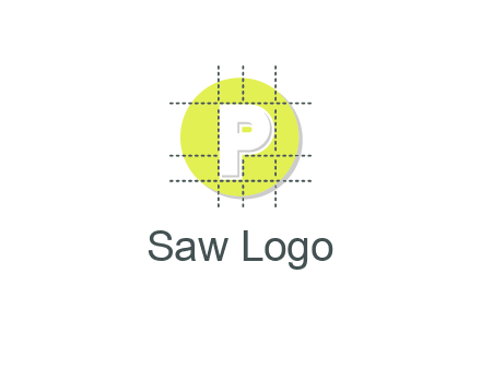 letter P inside a grid on a circular logo