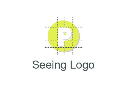 letter P inside a grid on a circular logo