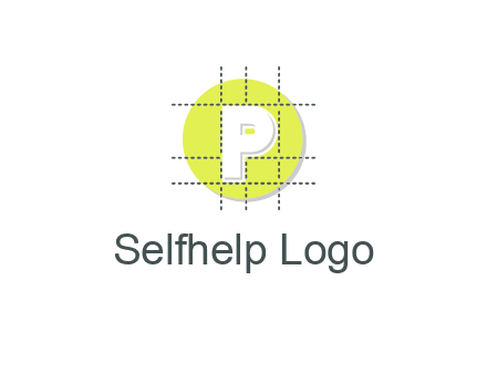 letter P inside a grid on a circular logo